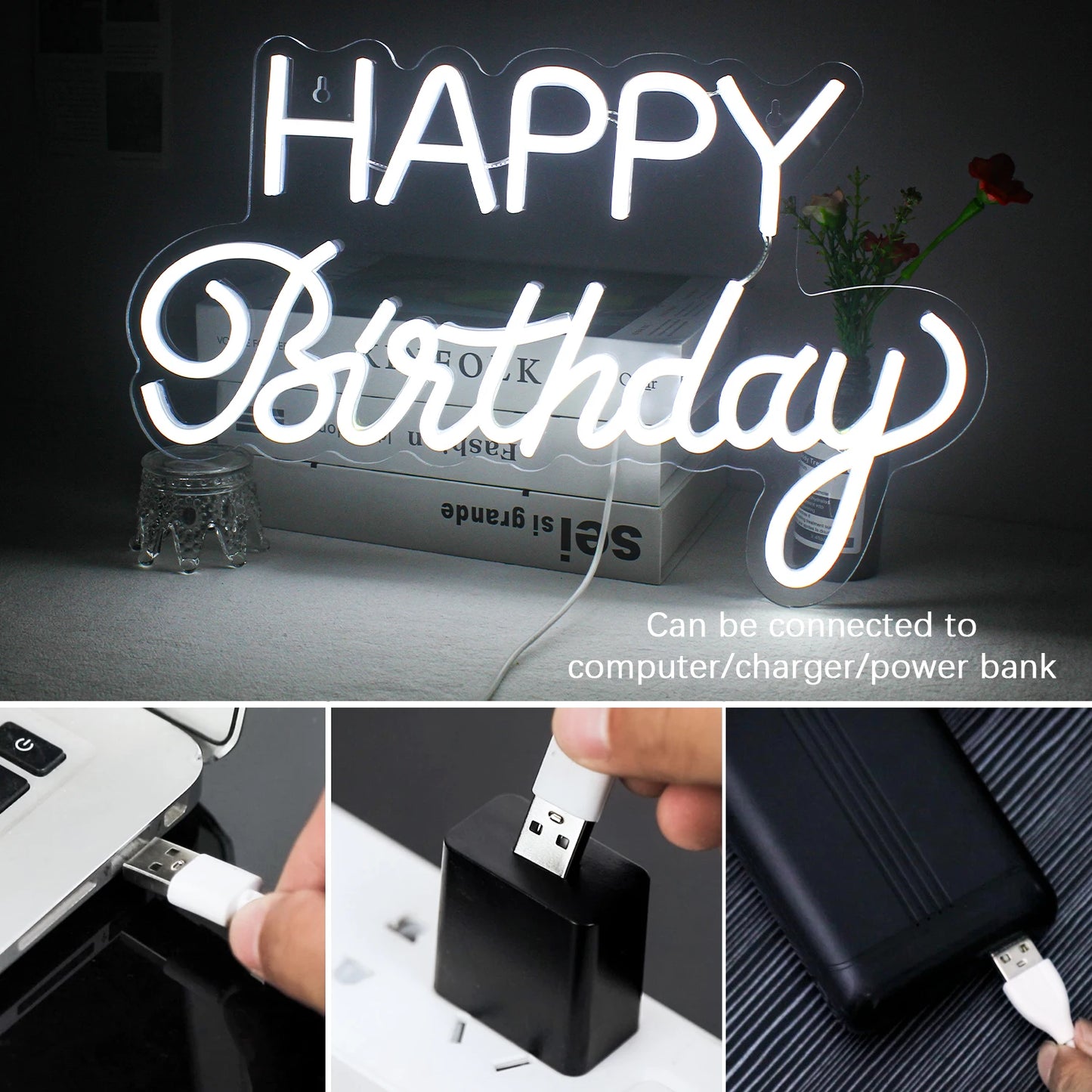 Happy Birthday 5V USB LED Neon Schild - Preiswert