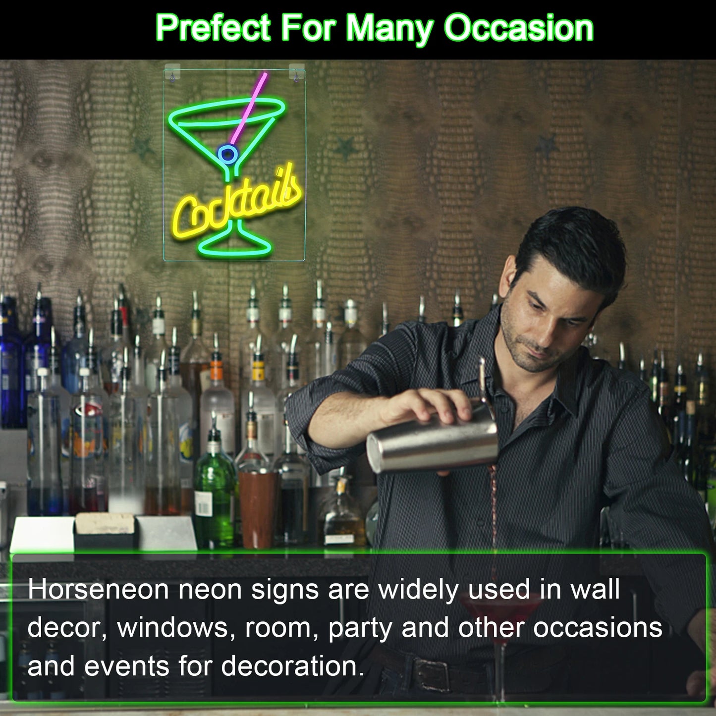 Grüne Cocktails 5V USB LED Neonschild - Preiswert