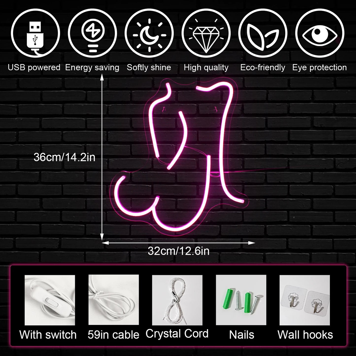 Sexy Lady 5V USB LED Leuchtschild - Preiswert