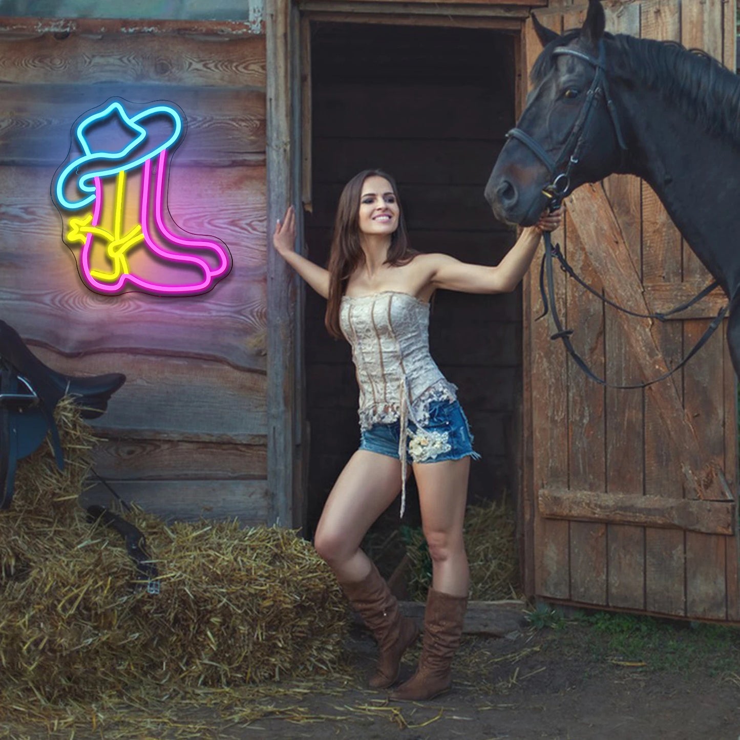 Cowboystiefel 5V USB LED Leuchtschild - Preisgünstig