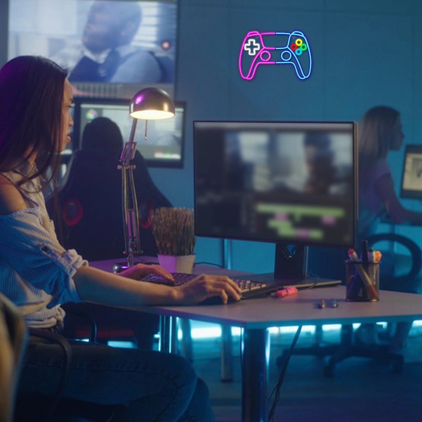 Rosa Blau Spielekonsole 5V USB LED Neon Schild - Preisgünstig