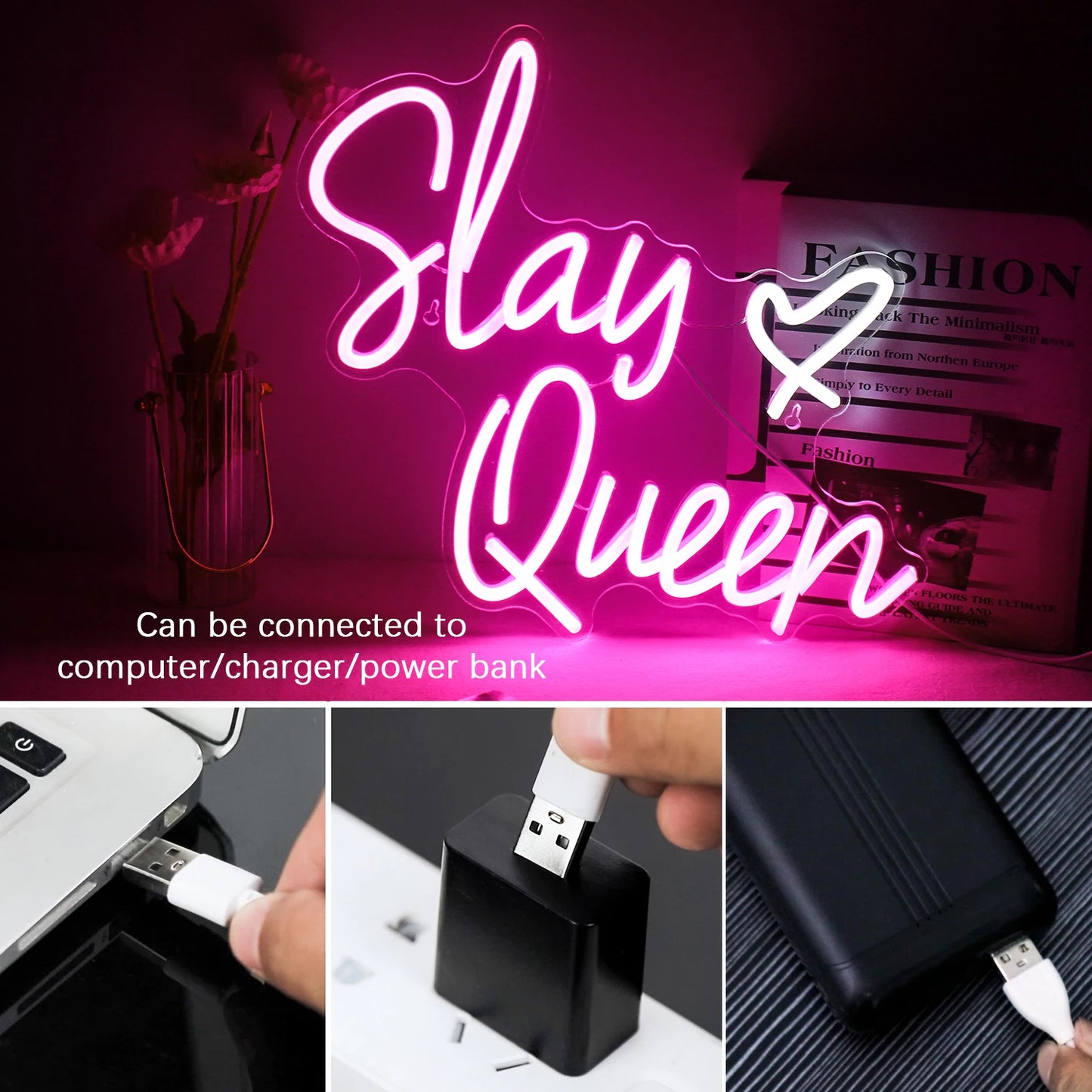 Slay Queen 5V USB LED Leuchtschild - Preisgünstig