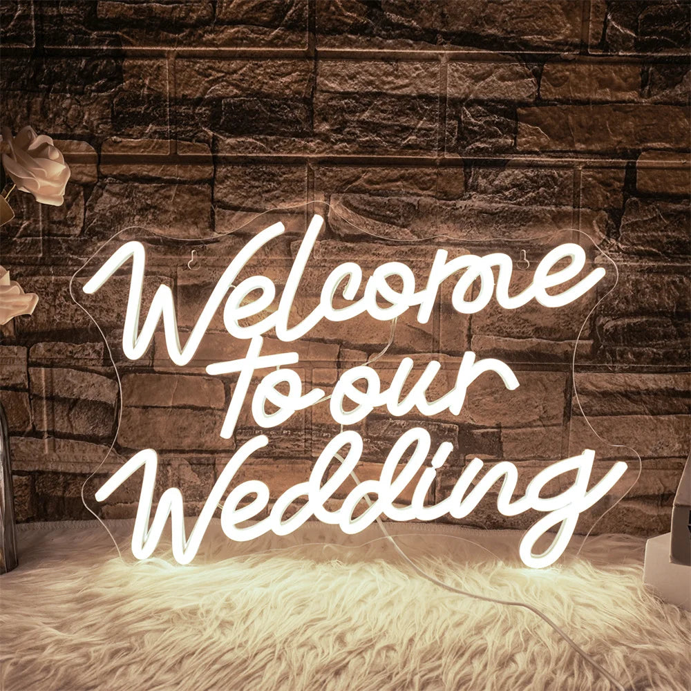 Willkommen zu unserer Hochzeit 5V USB LED Leuchtschild - Preiswert