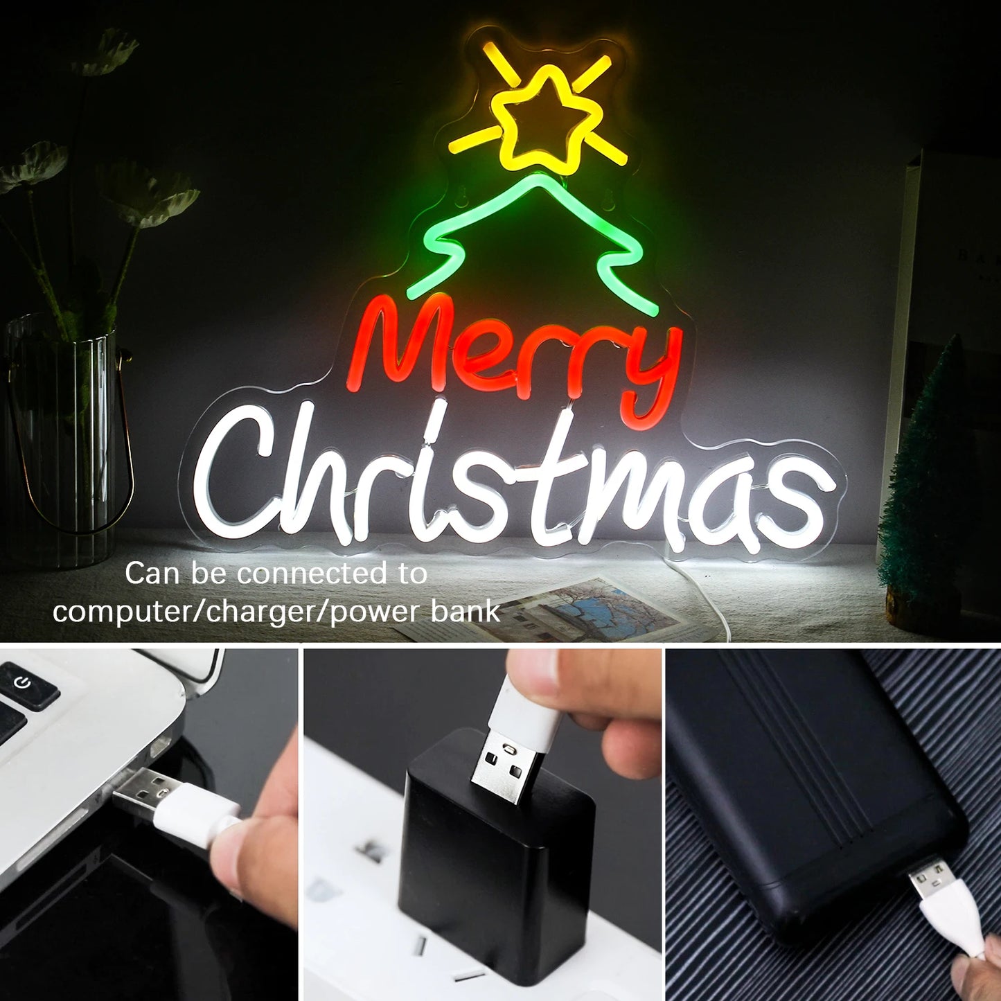 Merry Christmas 5V USB LED Neon Schild - Preiswert