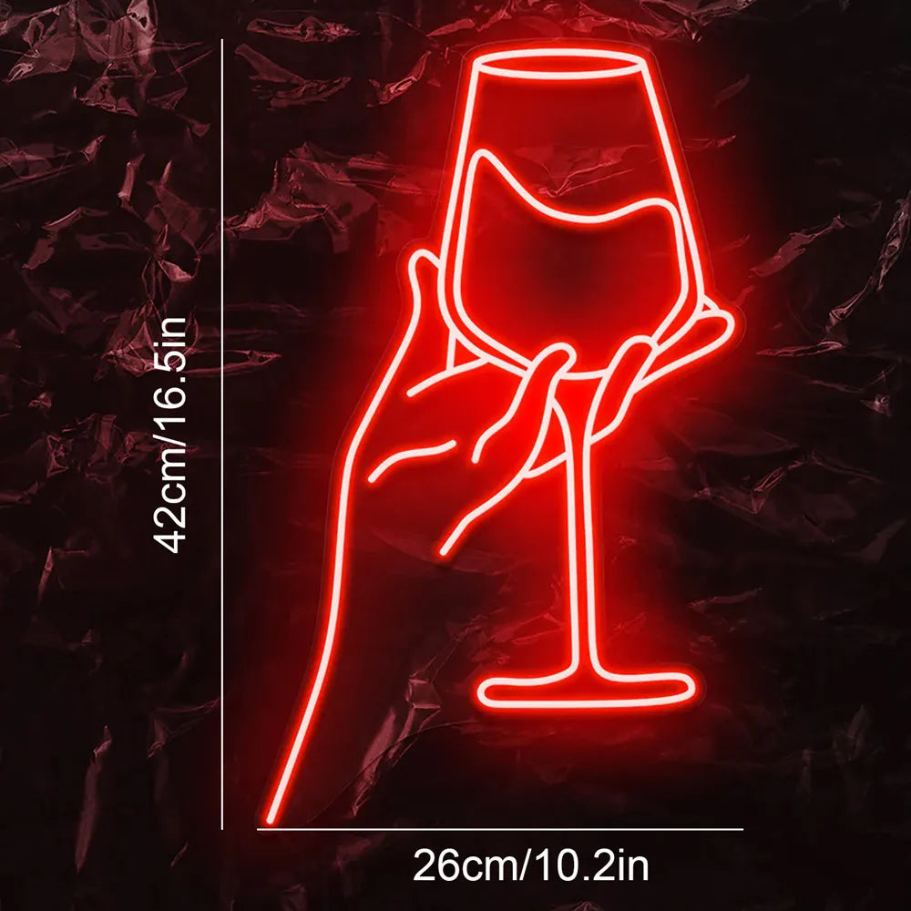 Weinglas Rot 5V USB LED Leuchtschild - Preisgünstig