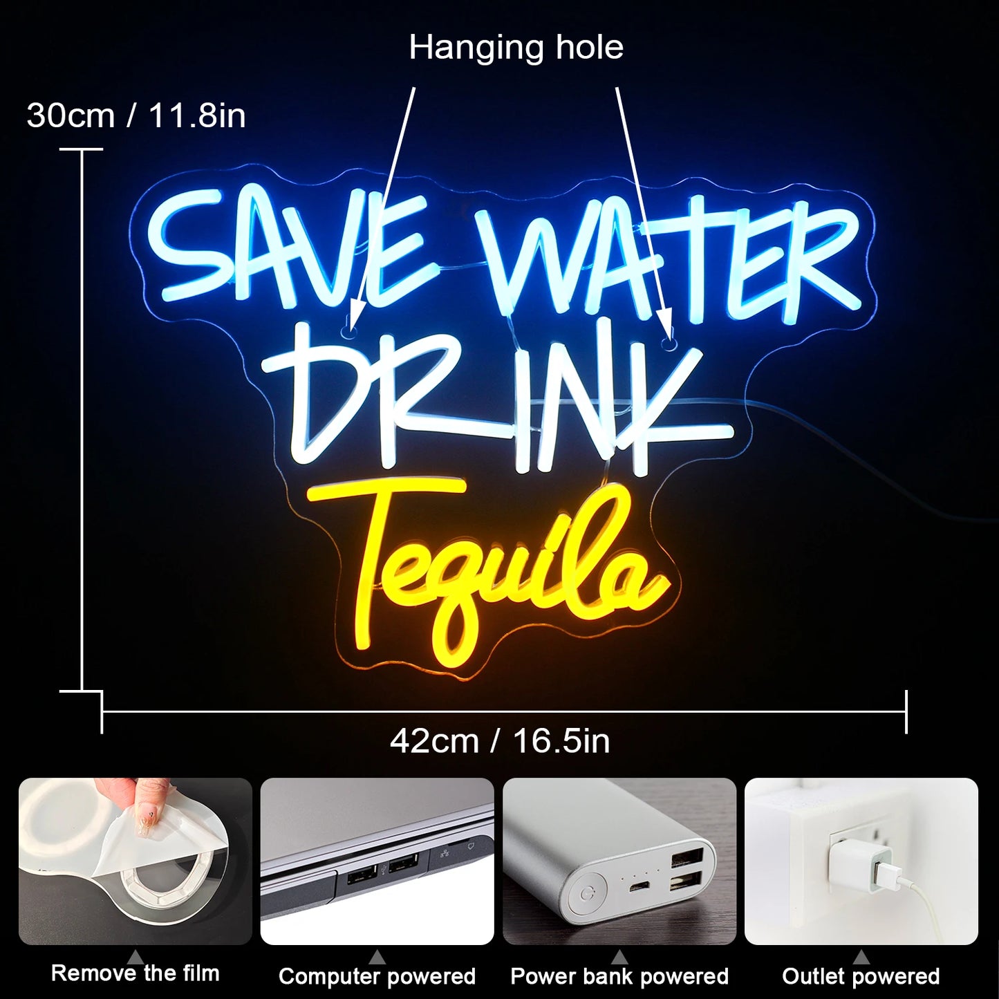 Save Water Drink Tequila 5V USB LED Leuchtschild - Preiswert