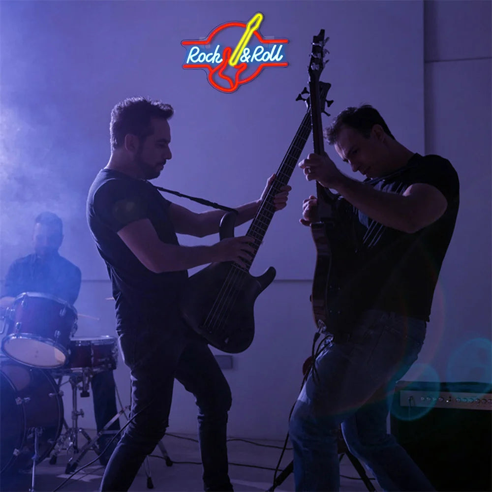 Gitarre Rock and Roll 5V USB LED Leuchtschild - Preisgünstig