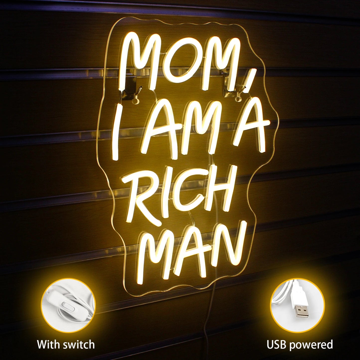 Mom, Ich Bin Ein Reicher Mann 5V USB LED Leuchtschild - Preiswert