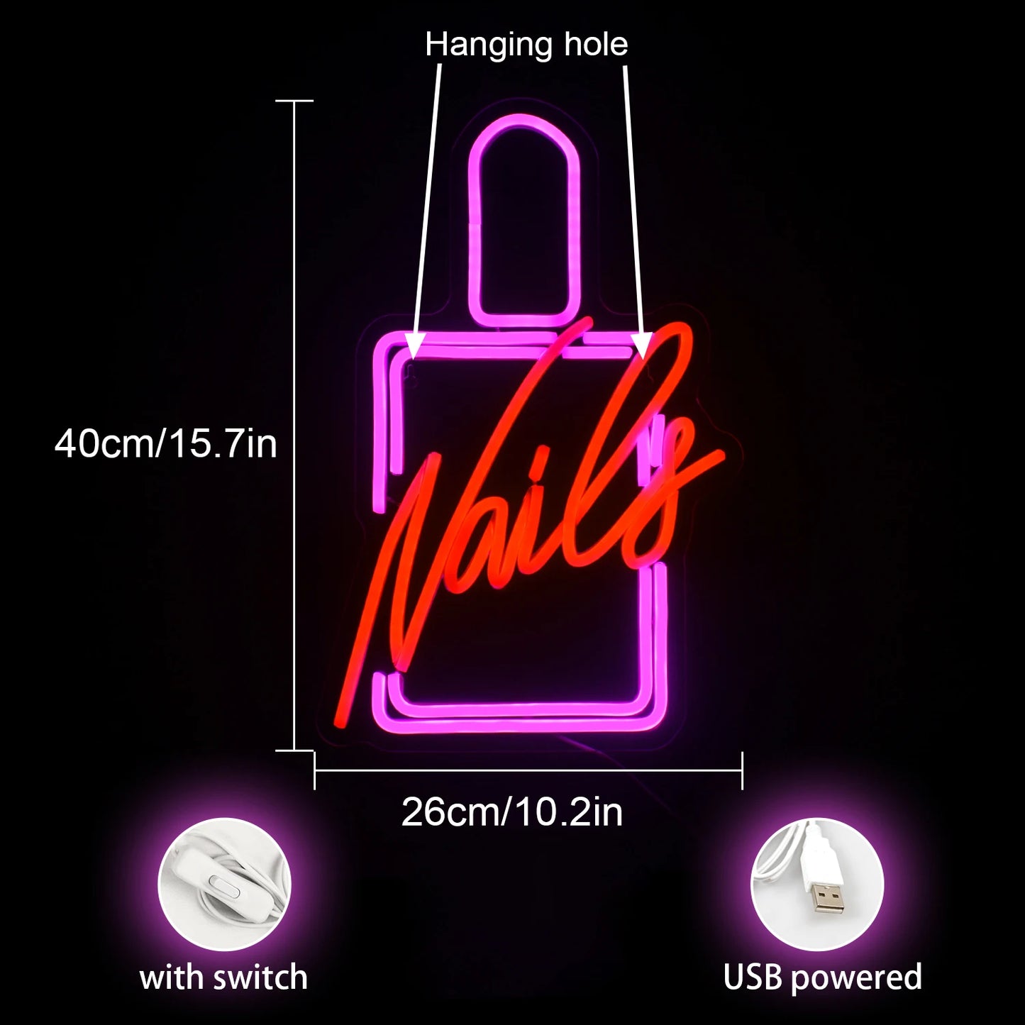 Nails 5V USB LED Leuchtschild - Preisgünstig