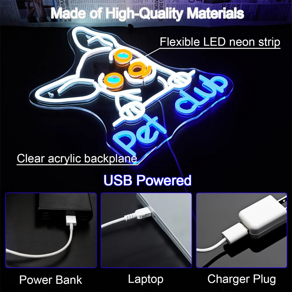 Pet Club 5V USB LED Leuchtschild - Preisgünstig