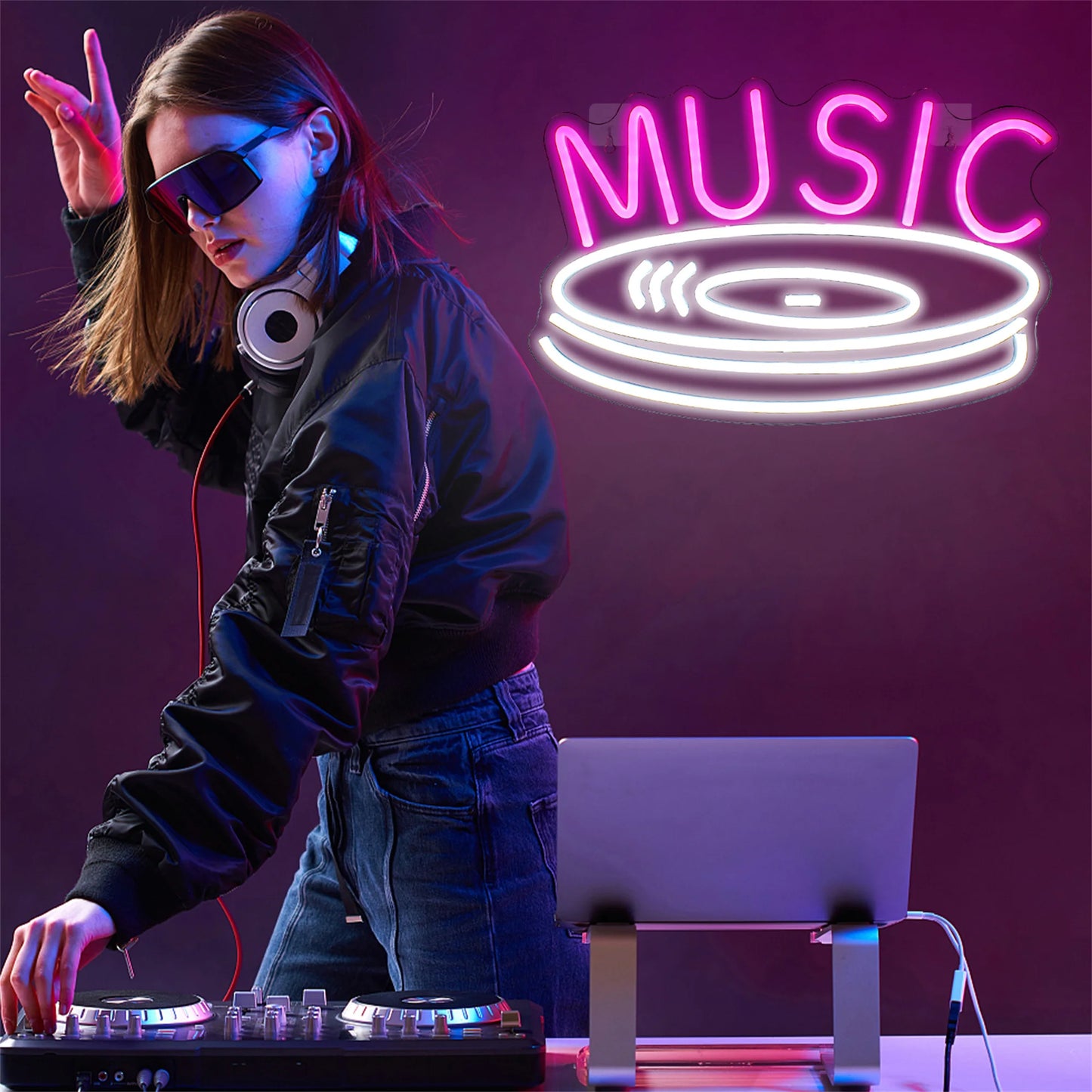Theartneon Musik Schallplatte 5V Mini USB LED Neon Schild - Preisgünstig