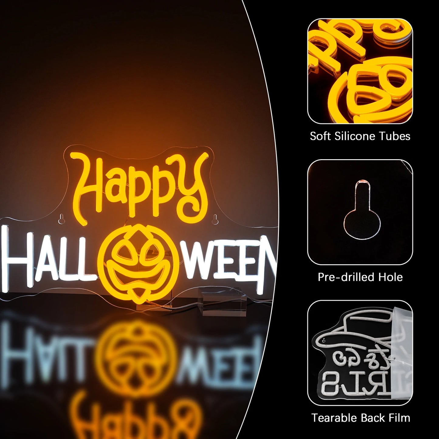 Happy Halloween 5V USB LED Leuchtschild - Preisgünstig