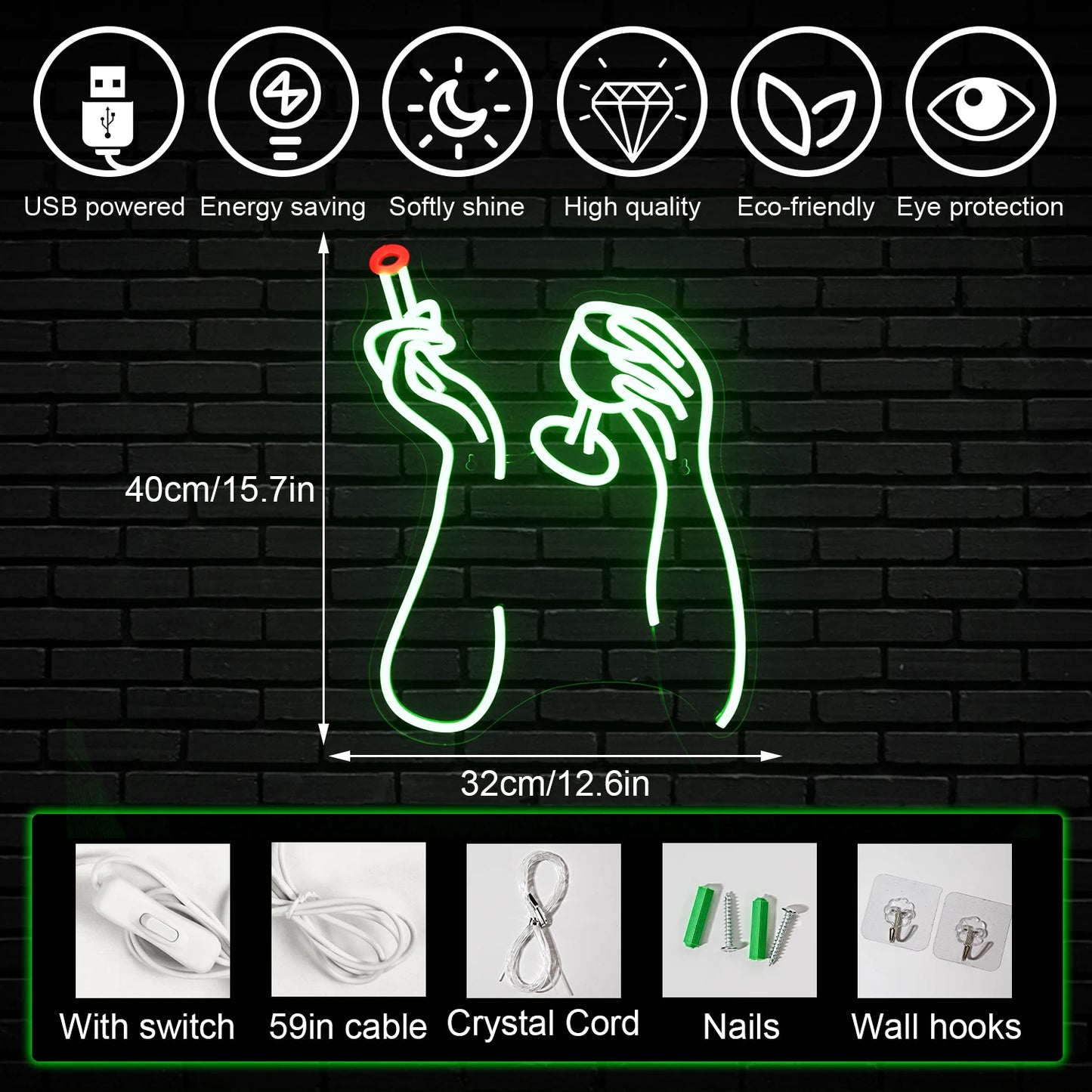 Rauchen und Trinken 5V USB LED Leuchtschild - Preiswert