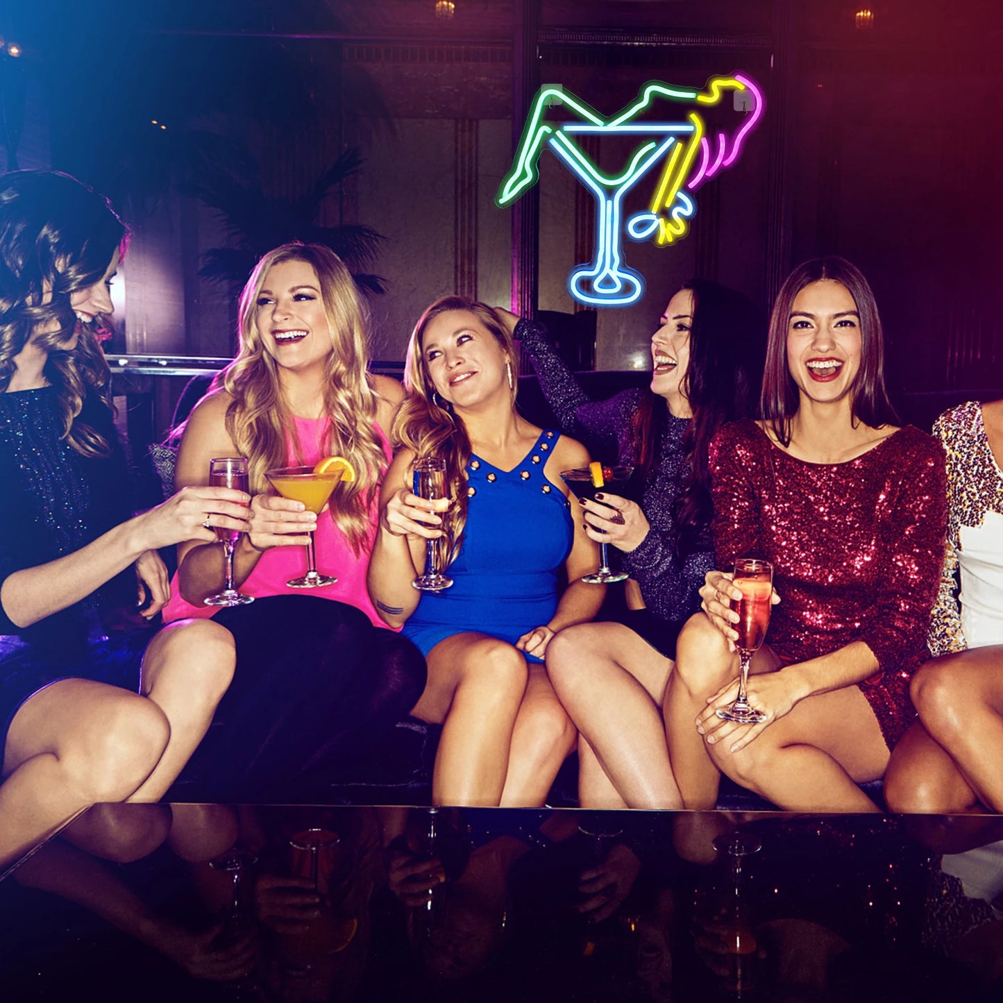 Frau Wein Glas 5V USB LED Neon Schild - Preisgünstig