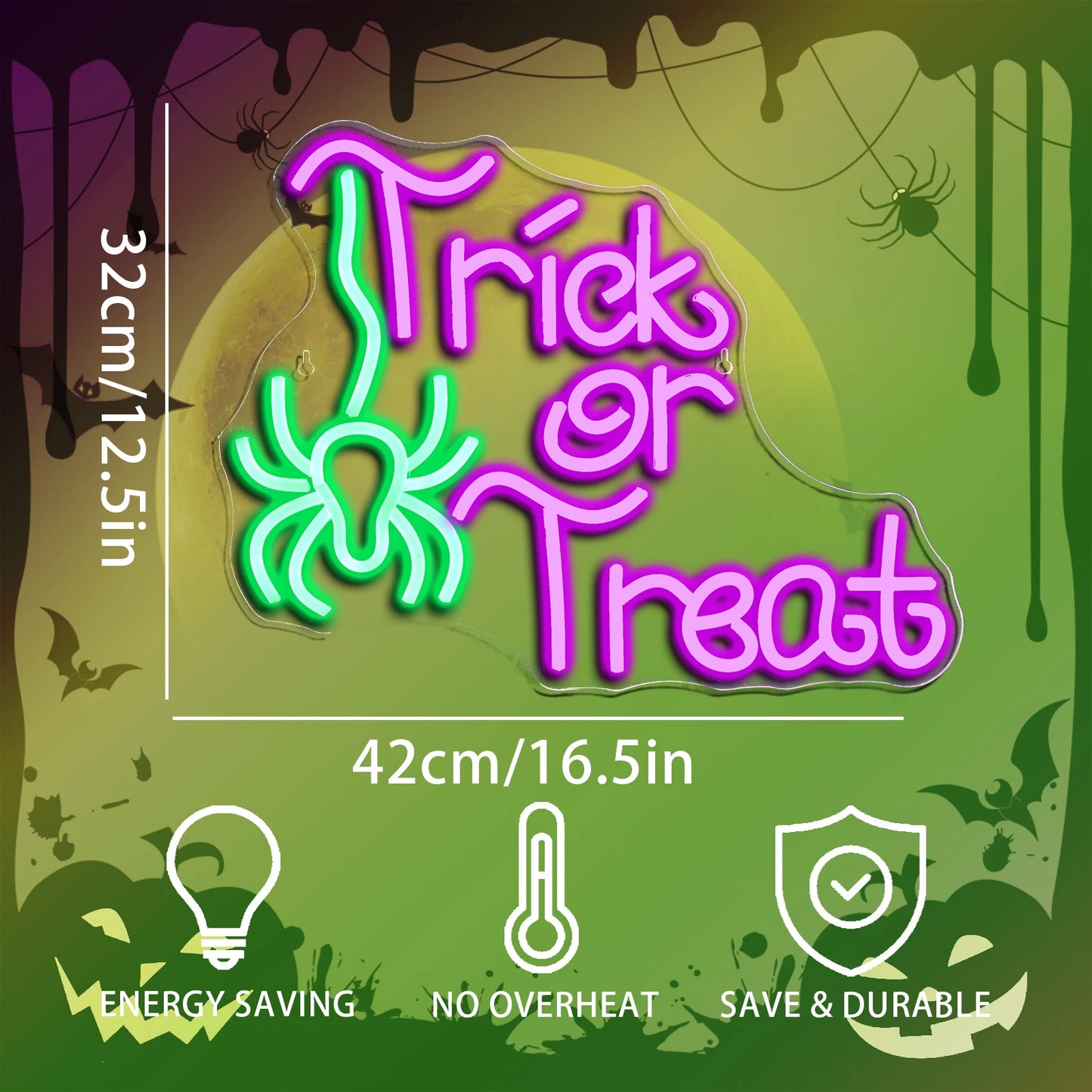 Trick Or Treat Spinne 5V USB LED Leuchtschild - Preisgünstig