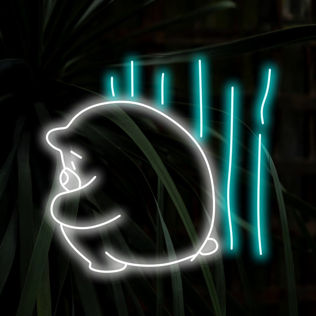 „Shy Cute Polar Bear Sitting Neon Sign“ verleiht mit seiner liebenswerten Eisbär-Silhouette eine bezaubernde Note und verbreitet ein sanftes Leuchten für eine gemütliche und charmante Atmosphäre in Ihrem Raum.“