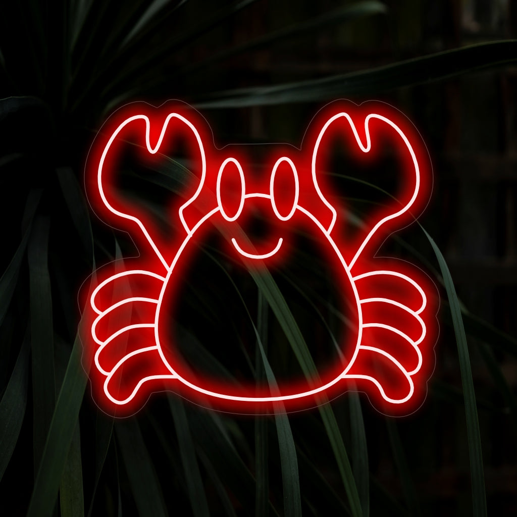 „Smiling Crab Neon Sign“ sorgt mit seinem charmanten Krabbendesign für Laune und verbreitet ein verspieltes und lebendiges Leuchten, das für eine angenehme Atmosphäre in Ihrem Raum sorgt.