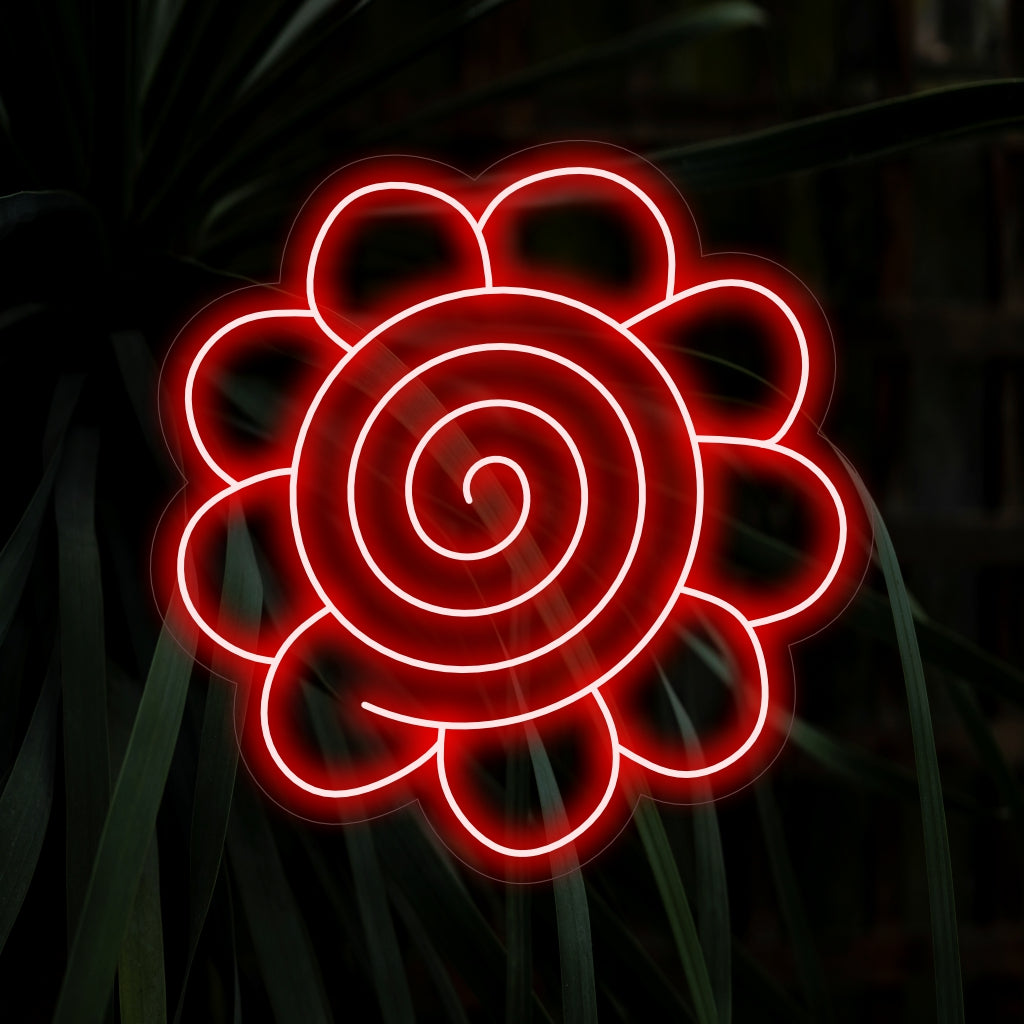 „Spiral Flower Hanamura Icon Neon Sign“ bringt mit seinem einzigartigen Design Gaming-inspirierte Eleganz und wirft einen fesselnden Glanz für einen Hauch künstlerischen Flairs in Ihren Raum.