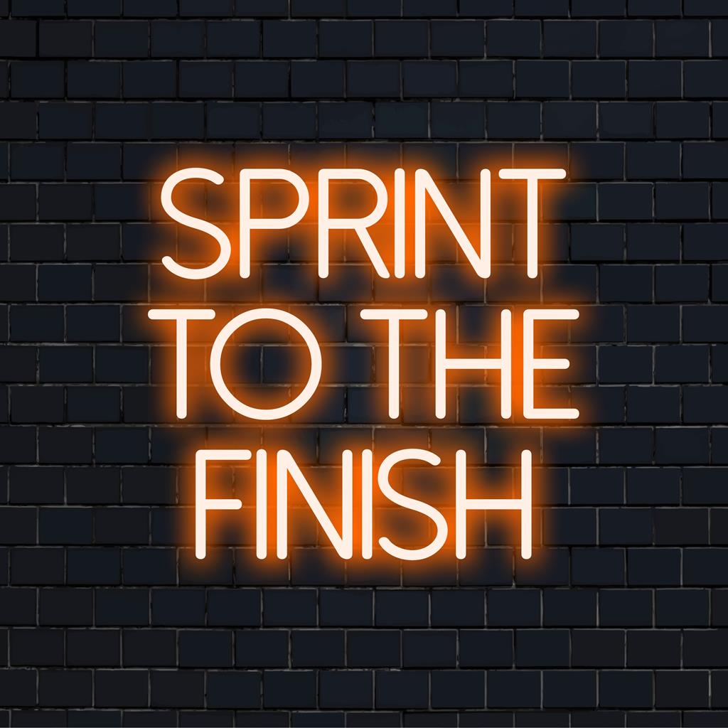 Individuelles LED-Neonschild „Sprint To The Finish“, perfekt, um jedem Raum ein lebendiges Neonlichtdekor hinzuzufügen.