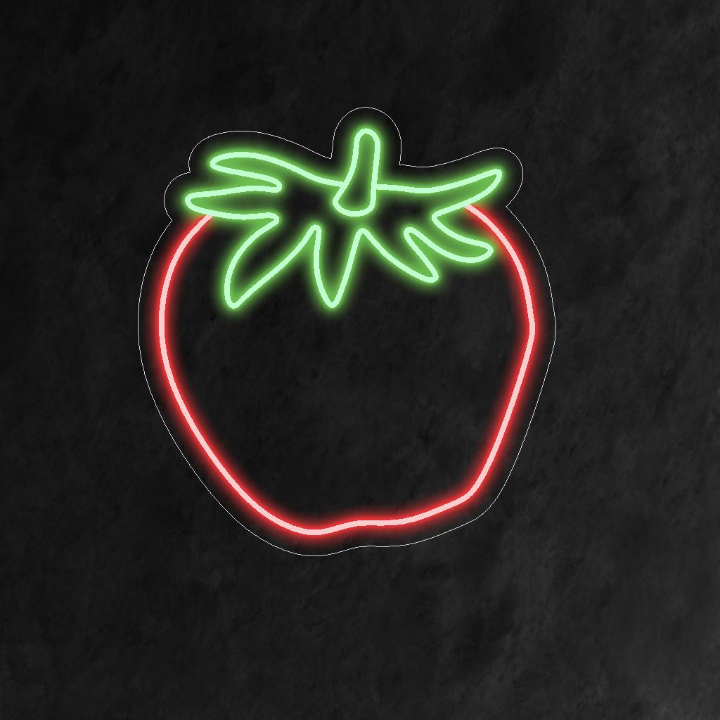 „Strawberry Neon Sign“ bringt mit seiner ikonischen Silhouette fruchtige Stimmung, verbreitet einen saftigen Schein und schafft eine lebendige und erfrischende Atmosphäre in Ihrem Raum.
