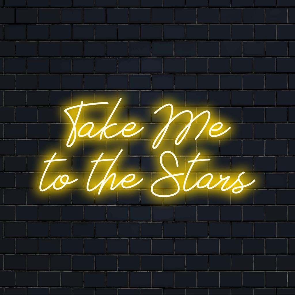 Individuelles LED-Neonschild mit der Aufschrift „Take Me To The Stars“, perfekte Neon-Wandkunst und Lichtdekor für eine individuelle Atmosphäre.