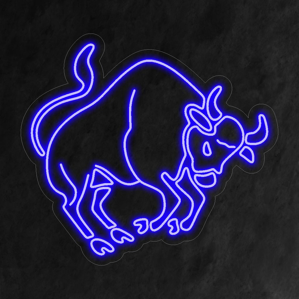 „Taurus Neon Sign“ vermittelt mit einem sanften Leuchten die Schwingungen des Tierkreises und feiert die Stärke und Stabilität, die mit dem Stier verbunden werden.