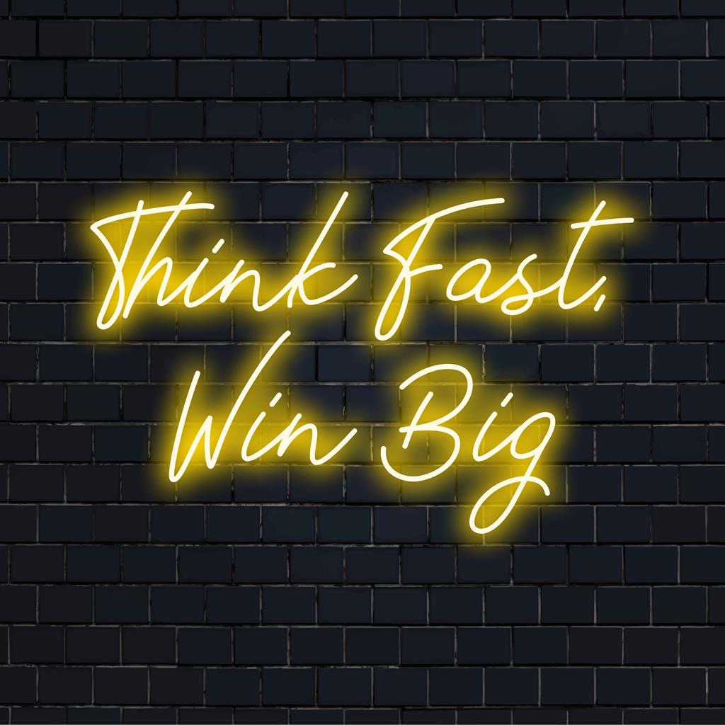 Anpassbares LED-Neonschild mit „Think Fast Win Big“, perfekt für eine stilvolle, motivierende Dekoration in jedem Raum.