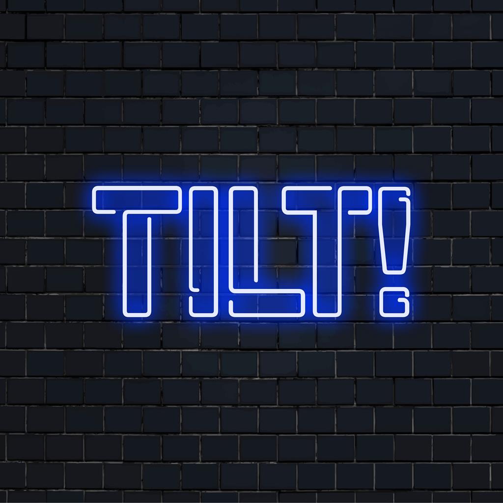 Das LED-Neonschild „Tilt!“ leuchtet lebendig und eignet sich perfekt als einzigartige Wandkunst und personalisiertes Neon-Dekorationsstück.