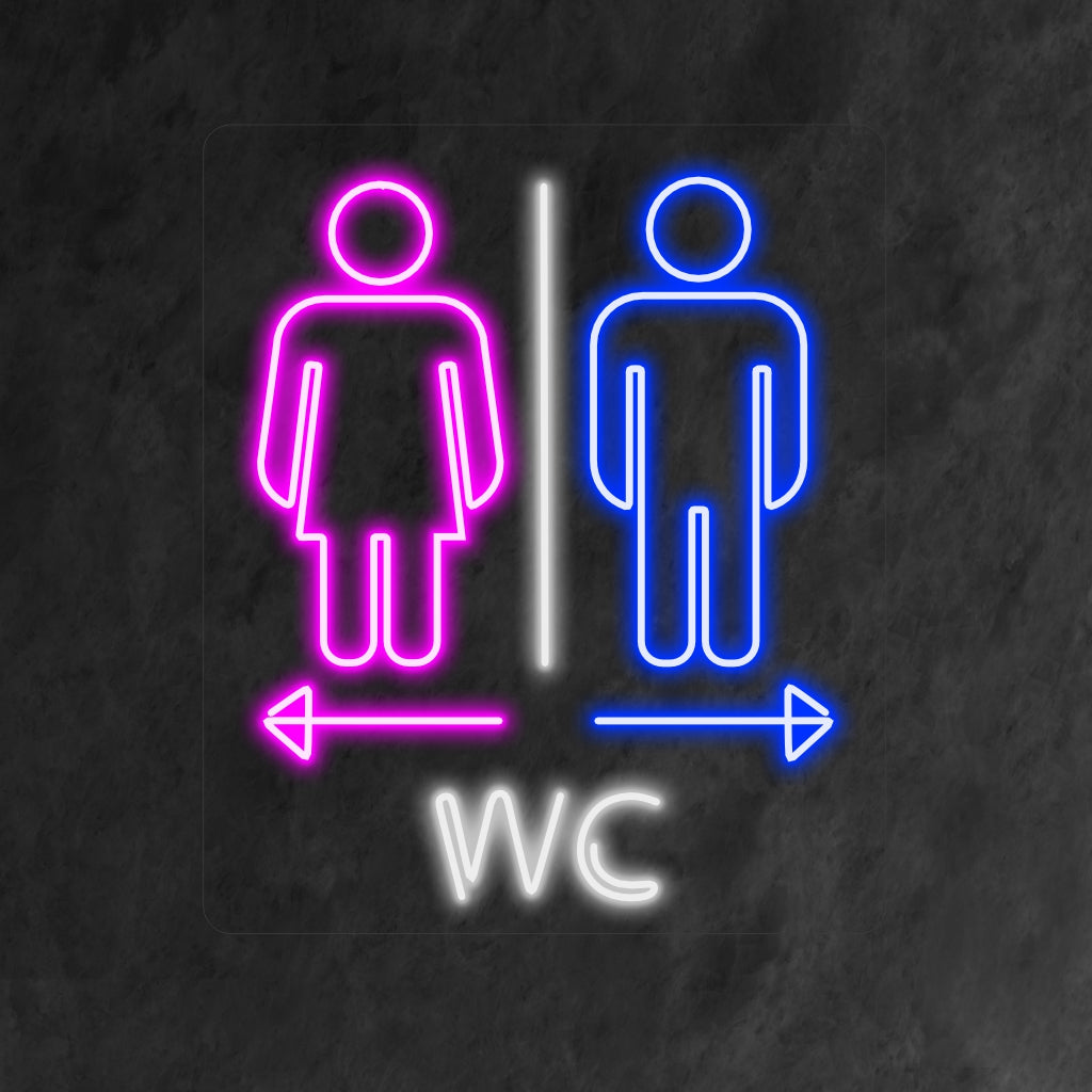 „Toilet Wc Restroom Men and Woman Neon Sign“ verfügt über helle, universelle Symbole zur einfachen Identifizierung der Toilette.