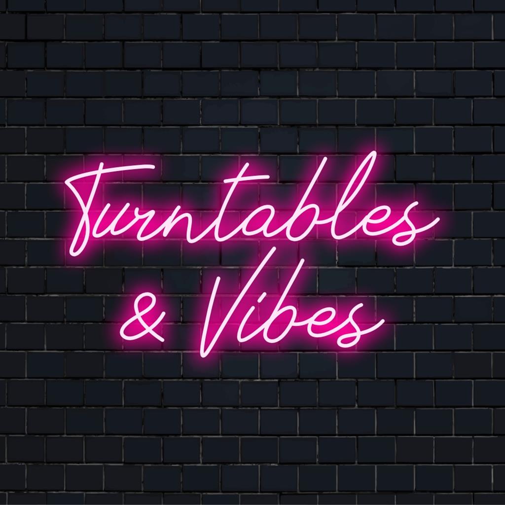 Lebendiges LED-Neonschild, das Plattenspieler und Stimmungen nachahmt, perfekte individuelle Kunst für jeden modernen Raum oder die Einrichtung eines Musikliebhabers.