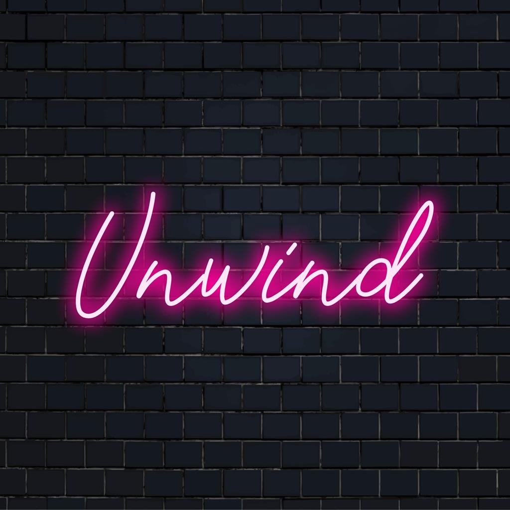 Individuelles LED-Neonschild, kunstvoll gestaltet, um mit einem warmen, einladenden Schein zur Entspannung anzuregen; perfekt für modern eingerichtete Räume.