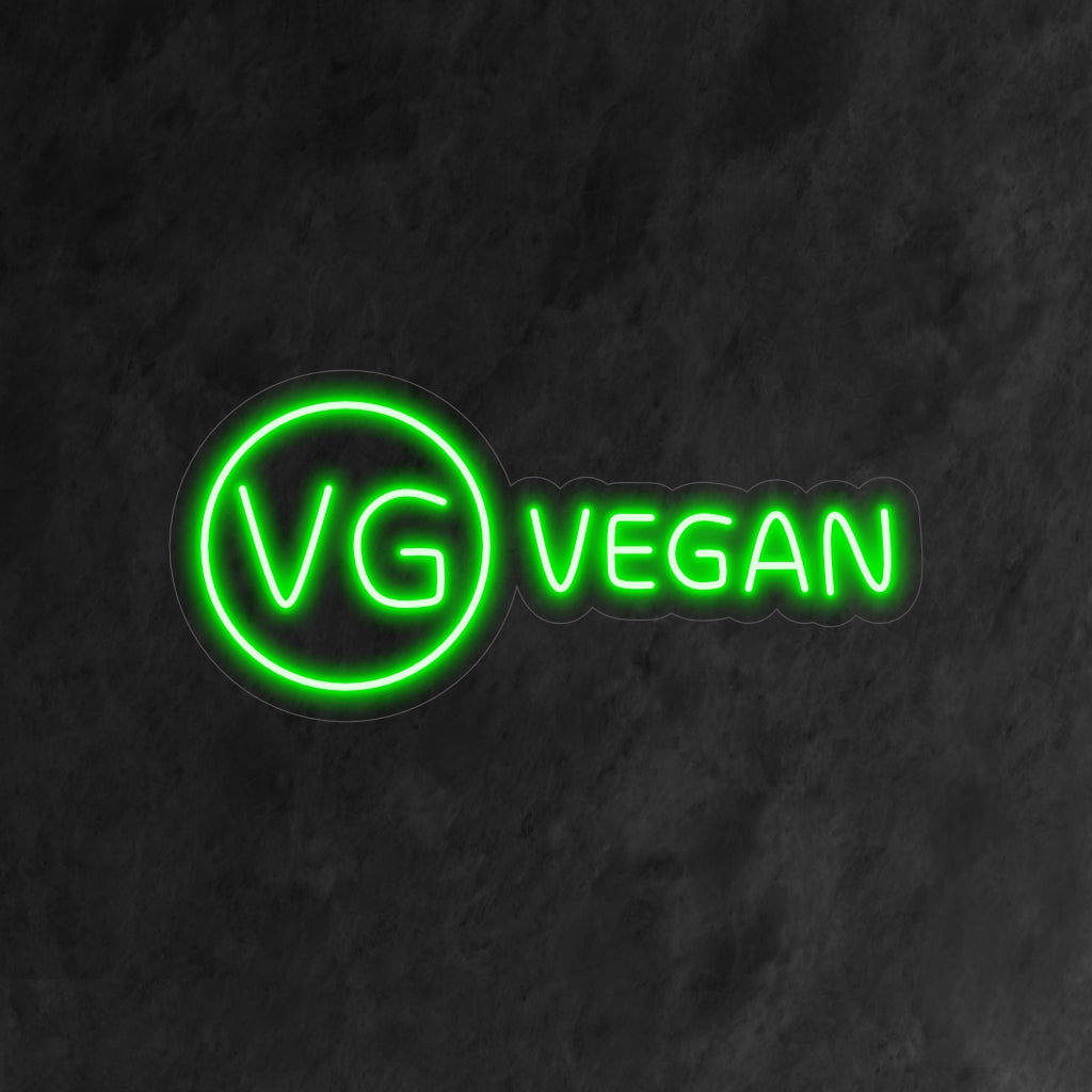 „Vegan Neon Sign“ strahlt ein lebendiges Leuchten aus und feiert das Leben auf pflanzlicher Basis und die Nachhaltigkeit in Ihrem Raum.