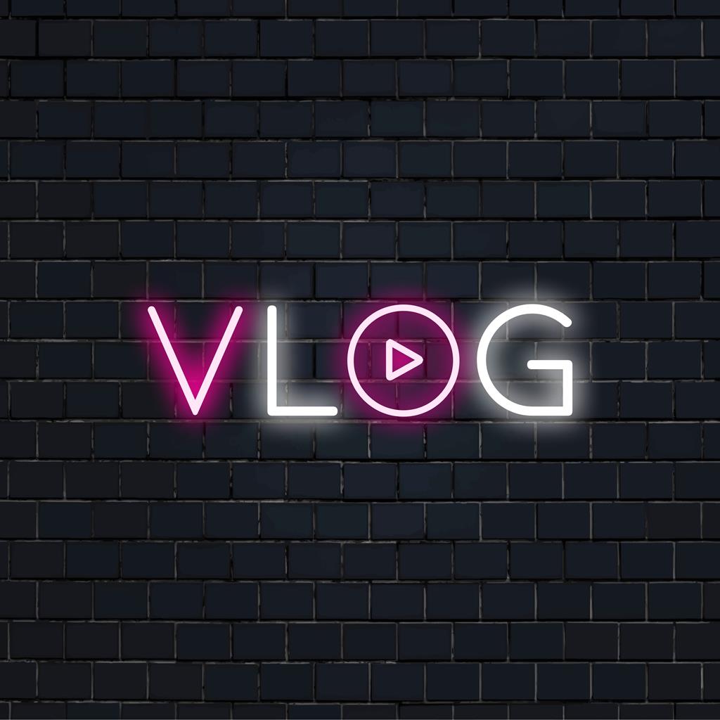 Maßgefertigtes, leuchtendes LED-Neonschild für Vlog-Enthusiasten, perfekt für stilvolle Hintergründe und Dekorationen zur Inhaltserstellung.