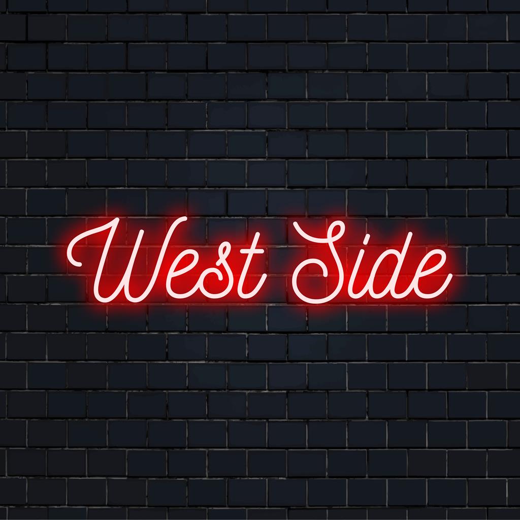 Lebendiges West Side LED-Neonschild, perfekte individuelle Wanddekoration, um jeder Umgebung einen persönlichen Lichtakzent zu verleihen.