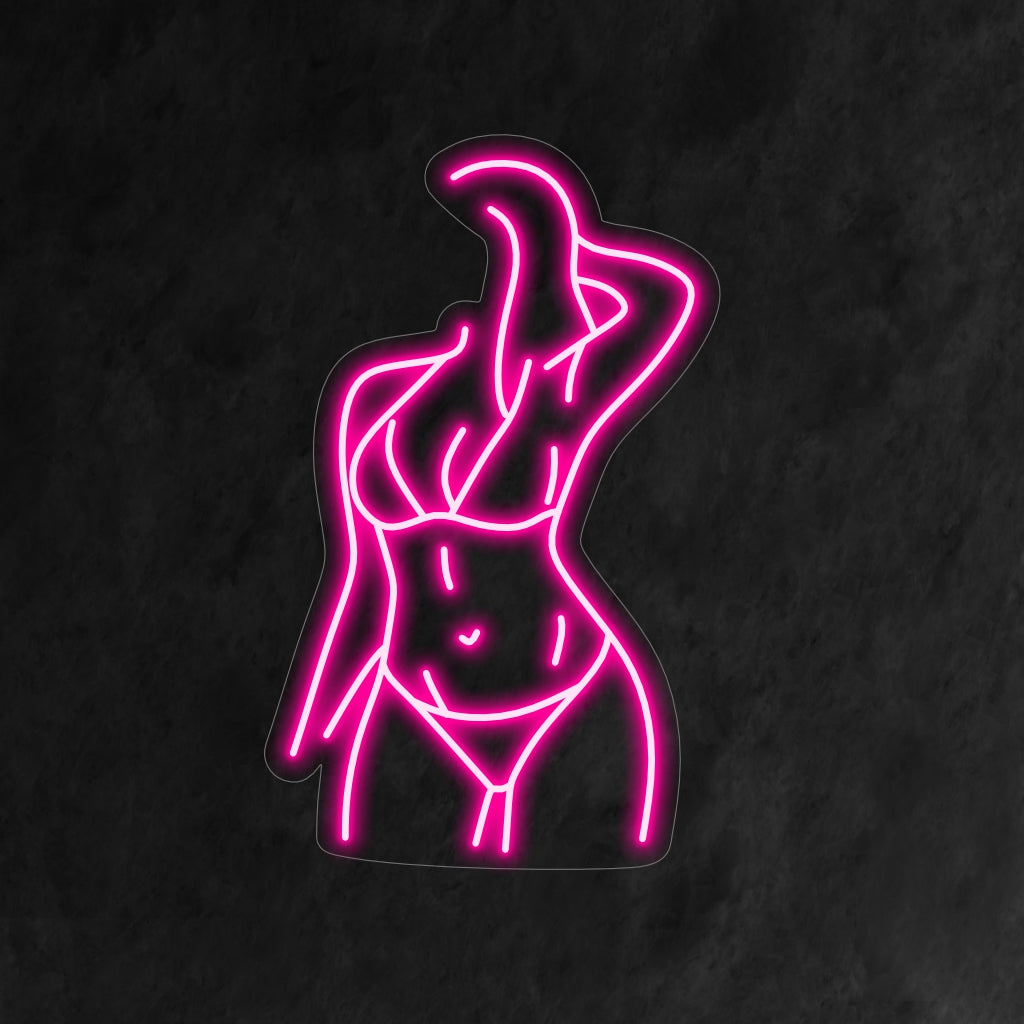 „Woman Body Neon Sign“ – Eine künstlerische Darstellung der weiblichen Form in elegantem Neonlicht