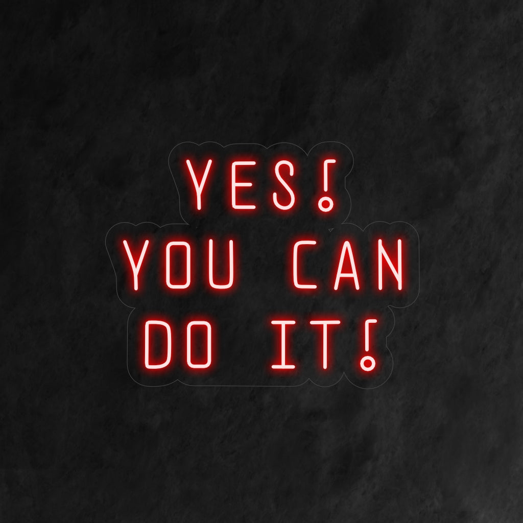 „Yes You Can Do It! Neon Sign“ motiviert mit seinem ermutigenden Leuchten und schafft eine positive und erhebende Atmosphäre, die in Ihrem Raum Selbstvertrauen und Entschlossenheit weckt.