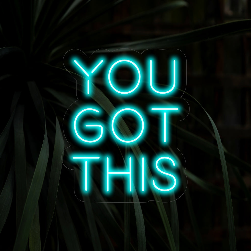„You Got This Neon Sign“ motiviert mit seinem ermutigenden Leuchten und schafft eine positive und entschlossene Atmosphäre, die Vertrauen und Entschlossenheit in Ihren Räumen weckt.