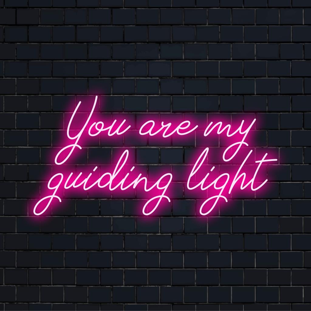 Lebendiges, individuelles LED-Neonschild mit der Aufschrift „You Are My Guiding Light“, perfekt für erhebende Neon-Wandkunst.