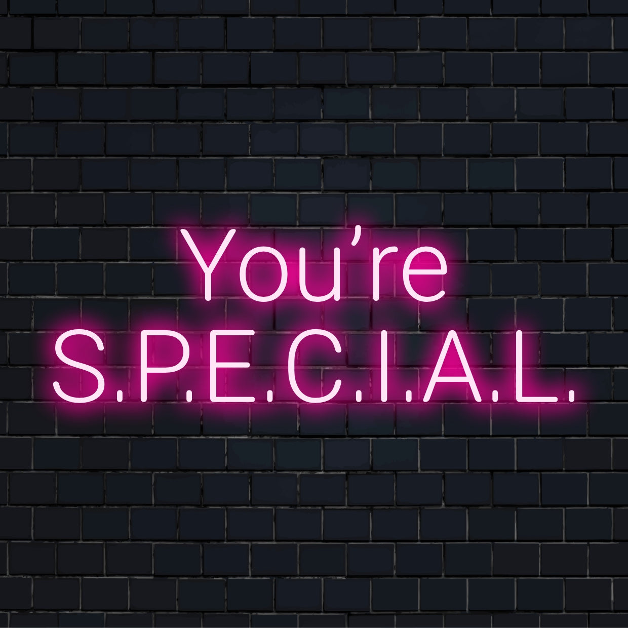 Individuelles LED-Neonschild in zartrosa Schrift mit der Aufschrift „You're Special“, perfekt für eine personalisierte Neondekoration und als Geschenk für Neonkunst.