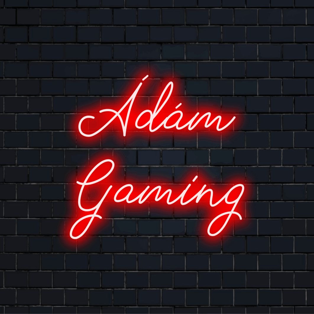 Adam Gaming Personalized Neon Light with glowing wall decor on dark brick background