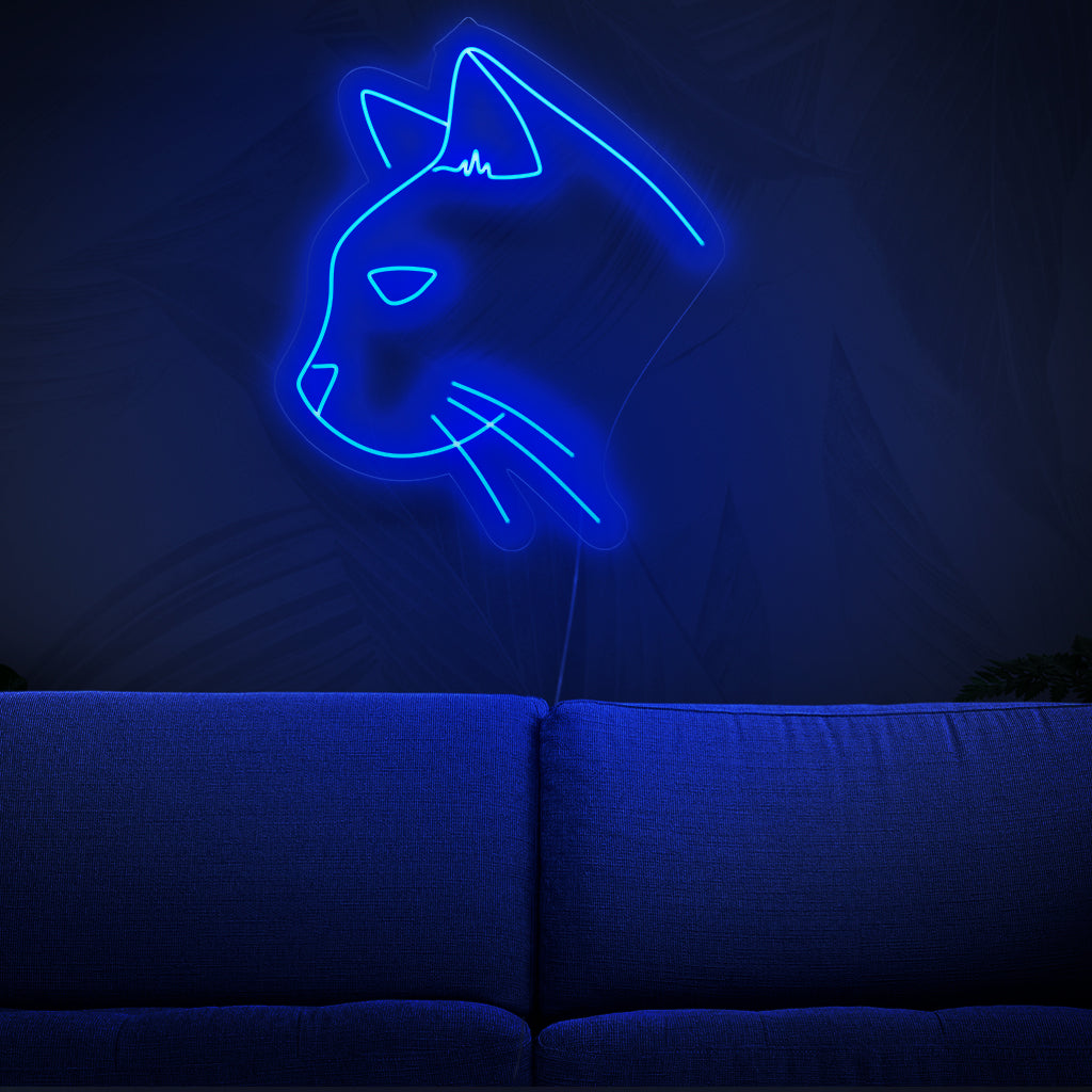 Ein bezauberndes Katzen-Neonschild, perfekt für eine Dekoration mit Tiermotiven, das ein lebendiges und fesselndes Licht ausstrahlt.