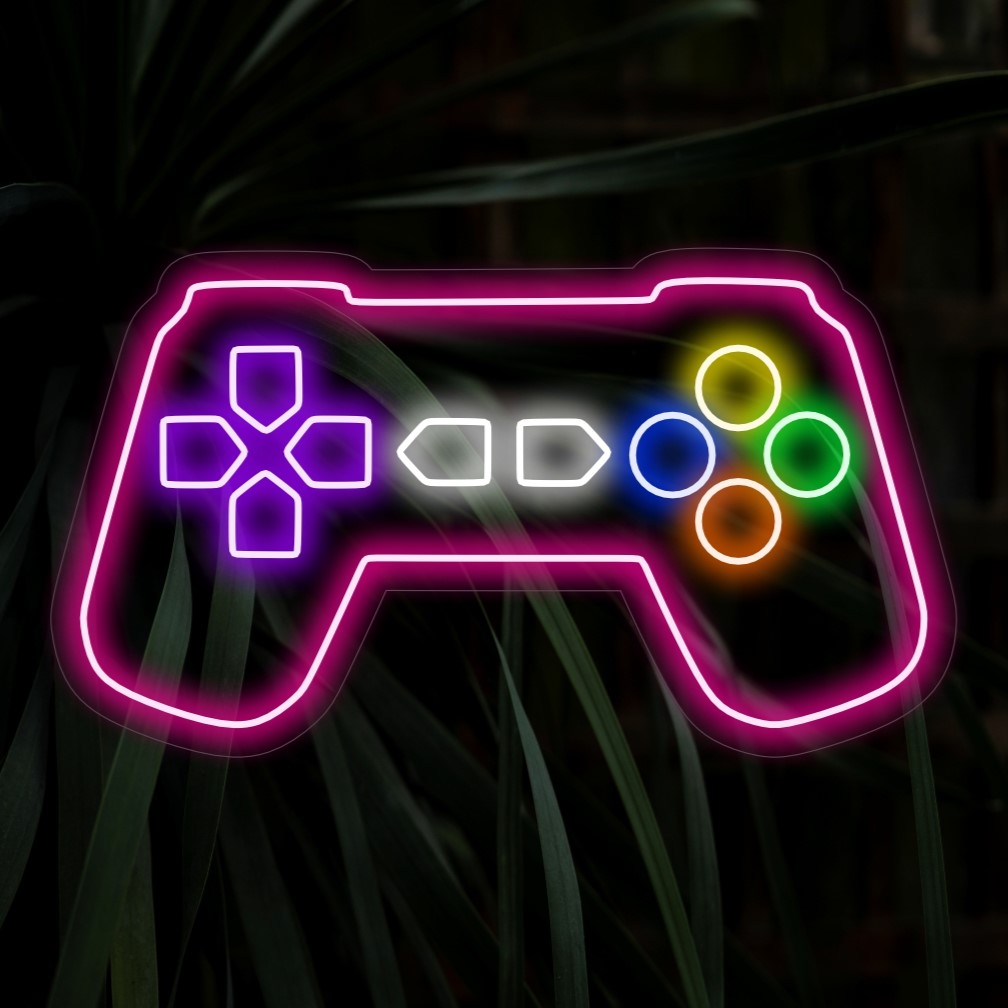 Ein Gamecontroller-Neonschild für Gaming-Dekoration, das ein lebendiges und fesselndes Licht ausstrahlt