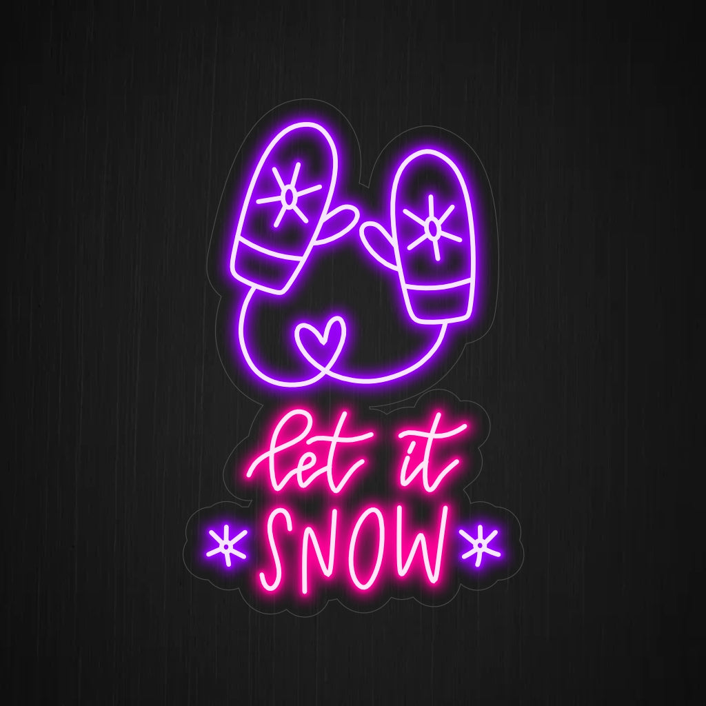 Neonschild „Let It Snow“, eine skurrile Ergänzung zur Winter- oder Feiertagsdekoration, perfekt als leichte Wandkunst.