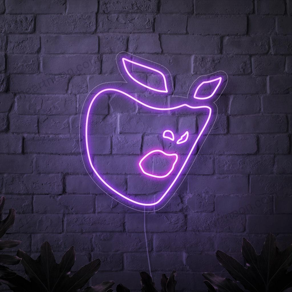 Ein dynamisches Neonschild, das eine wilde Superheldin mit Maske zeigt.