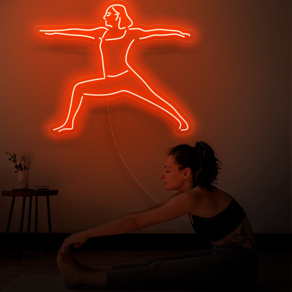 Das Yoga-Neonschild ist eine friedliche Ergänzung zur Meditationsdekoration und sorgt für ein heiteres und ruhiges Licht.