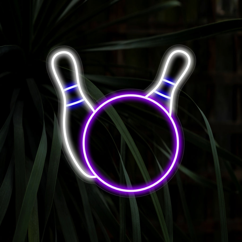 Bowling ball and pins LED neon sign