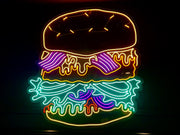 Multicolor burger icon LED neon sign
