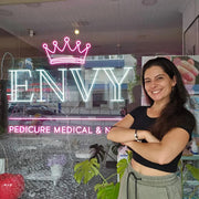 Custom LED neon sign in a nail and pedicure salon