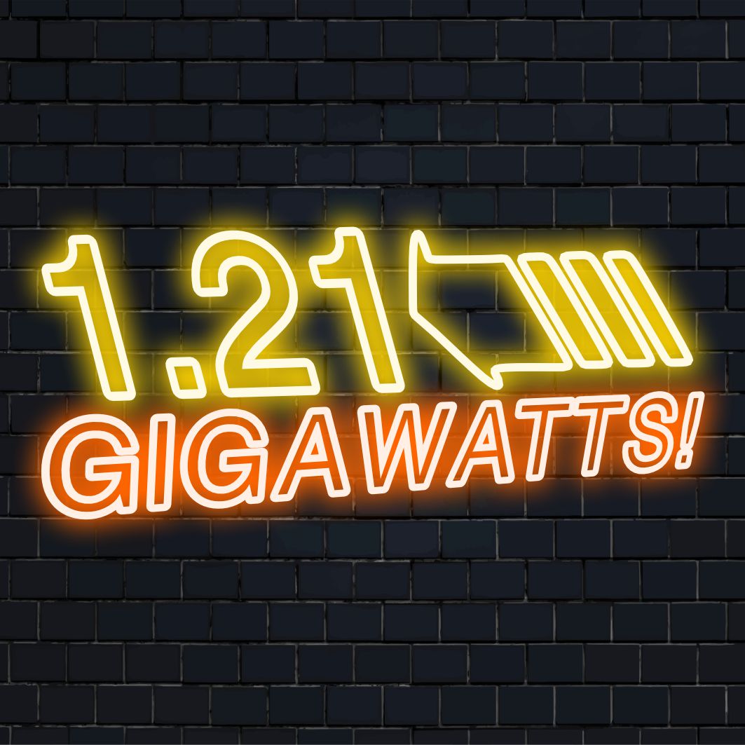 Vibrant 1.21 Gigawatts! custom LED neon sign, a unique blend of neon wall art and personalized neon decor.