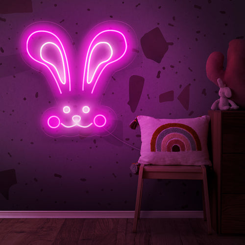 „Abstract Rabbit Bunny Neon Sign“ – Ein verspieltes Neonlicht mit einer abstrakten Darstellung eines Kaninchens oder Häschens, das Ihrem Wohnraum eine skurrile und moderne Note verleiht.